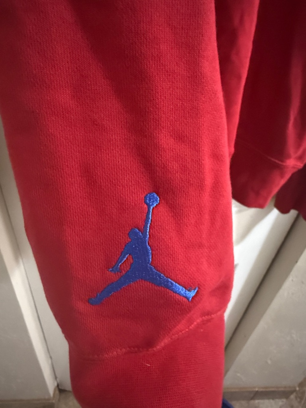 Jordan Red Hoodie with Blue & White Graphic - Picture 3 of 3